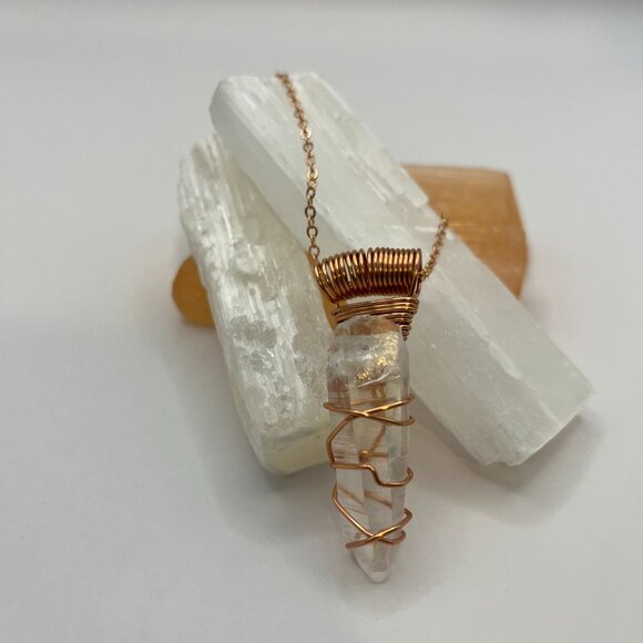 Natural Small Optical Lemurian Quartz Pendant (Reiki Infused) - Picture 2 of 3